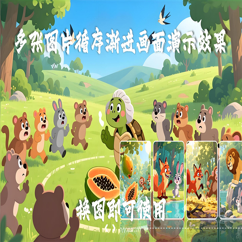 PPT2024及以上版本 多张图片循序渐进画面演示效果+换图即可使用