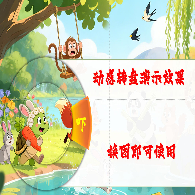 PPT2024及以上版本 动感转盘演示效果+自行换图即可使用