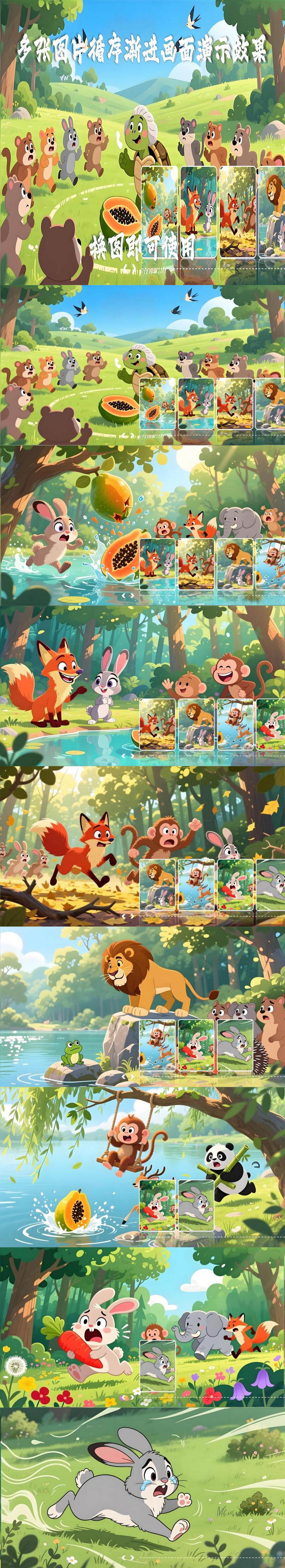 PPT2024及以上版本 多张图片循序渐进画面演示效果+换图即可使用