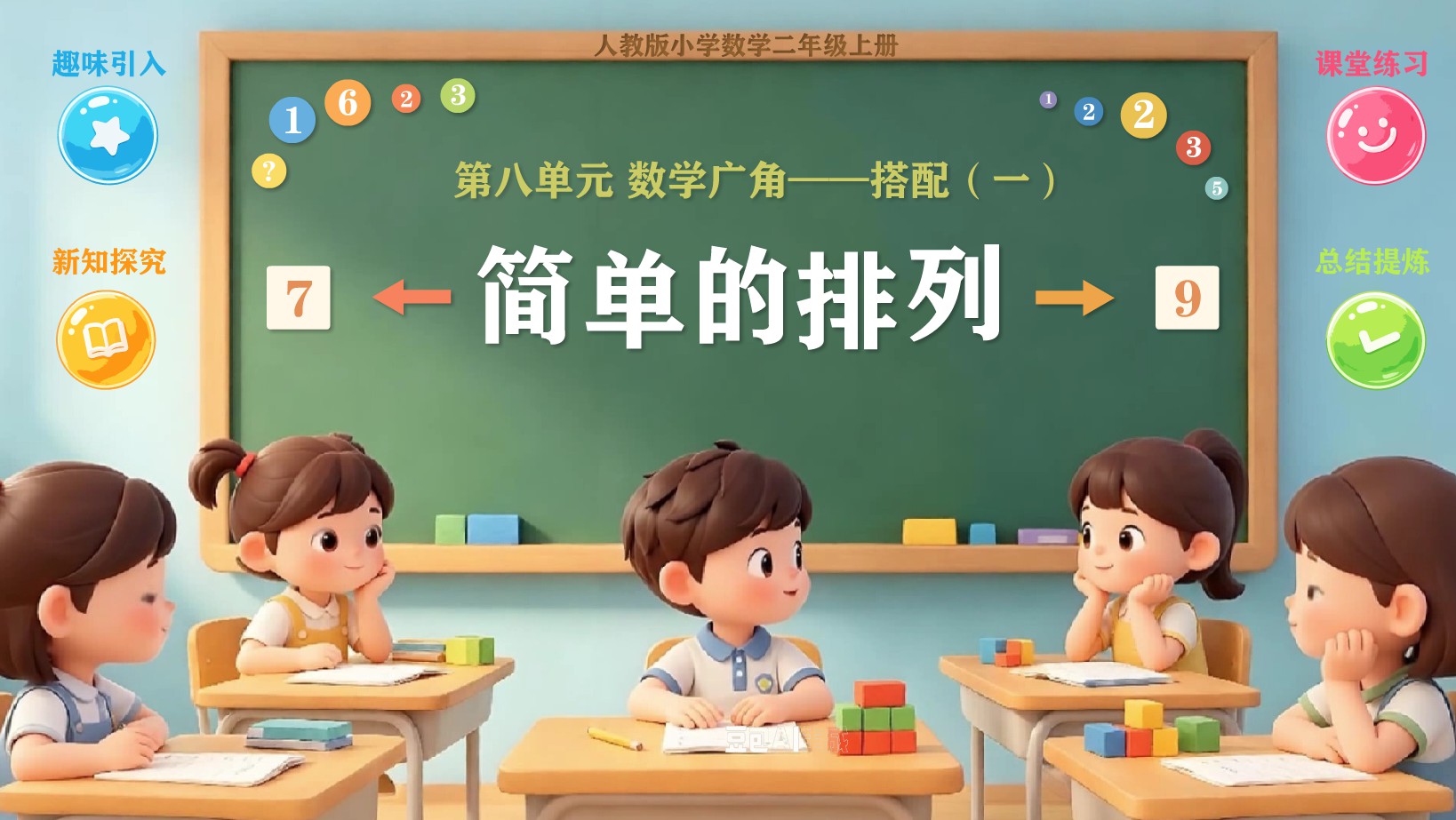 人教版小学二年级数学上册《简单的排列》flash教学课件